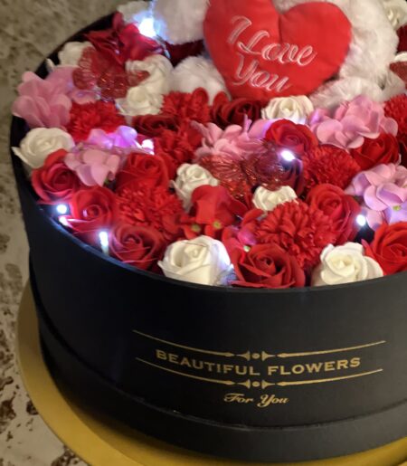 Soap flower gift with toy