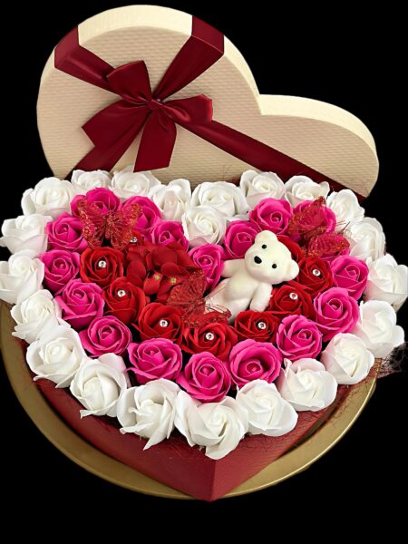 Soap flower heart hat box